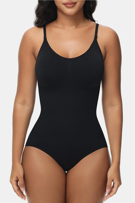 Spaghetti Strap Tummy Control Bodysuit Black Briefs