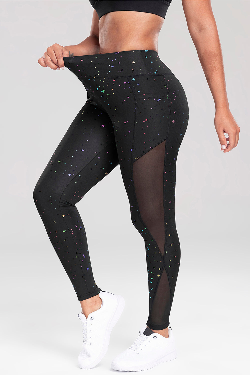 Printed High Waist Active Pants Black