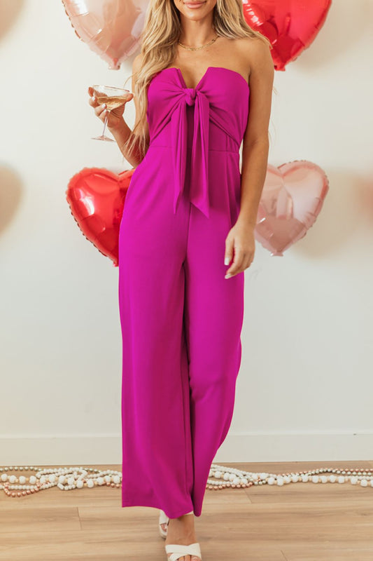 Tied Tube Wide Leg Jumpsuit Hot Pink