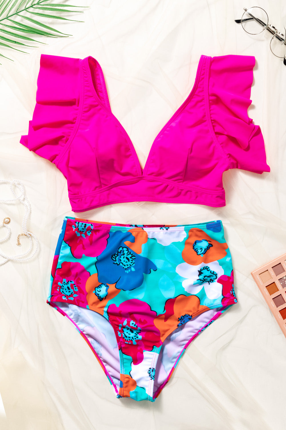 Floral High-Waisted Bikini Set