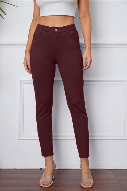 High Waist Stretchy Rayon Blend Pants