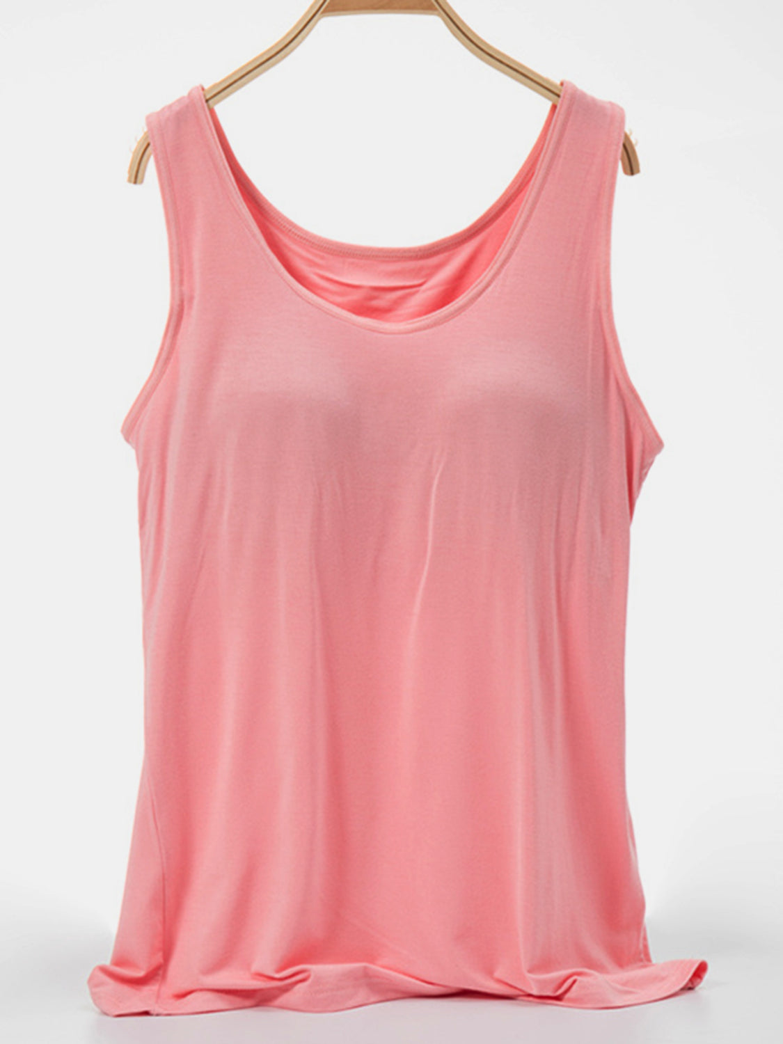 Scoop Neck Wide Strap Tank Pink