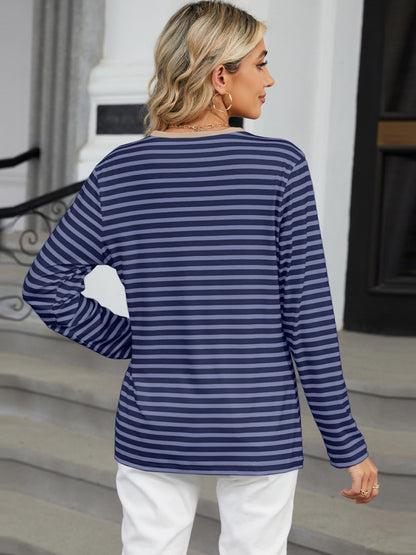 Striped Notch Neck Tee