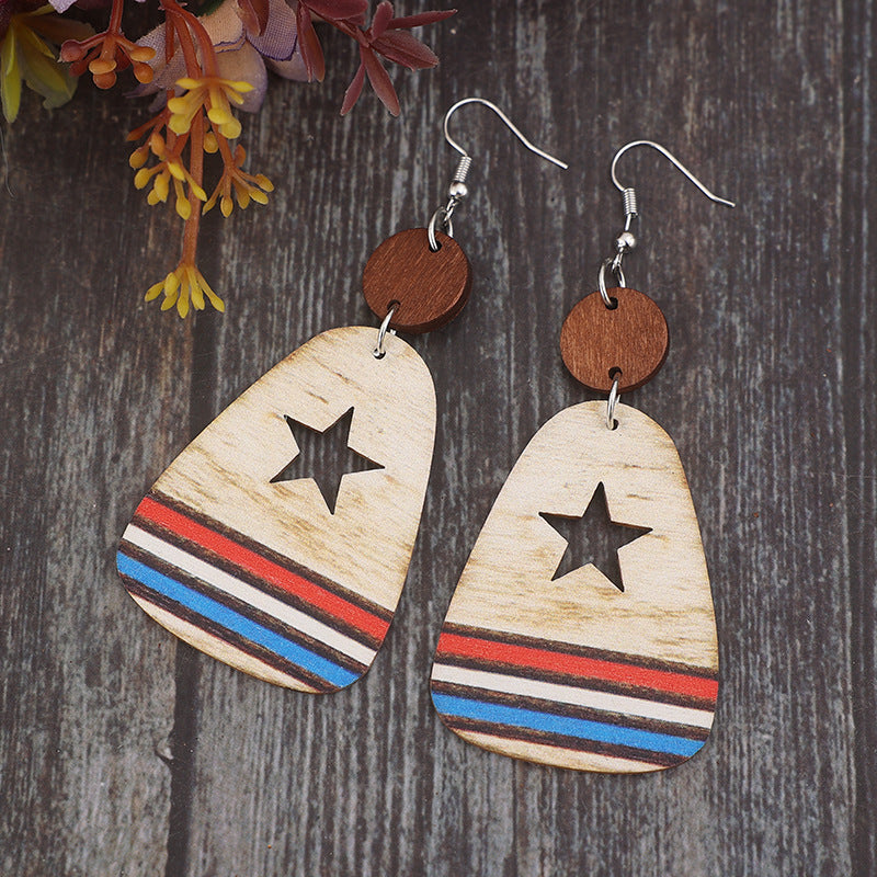 Patriotic Star & Stripe Dangle Earrings Multicolor One Size