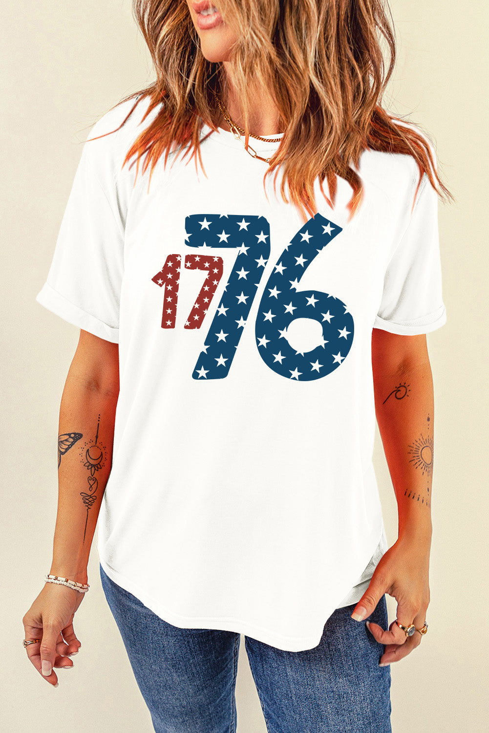 1776 Round Neck Short Sleeve T-Shirt White