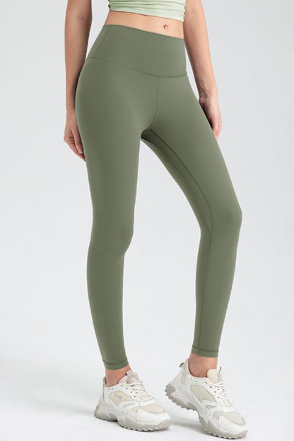 Wide Waistband Slim Fit Active Leggings Matcha Green