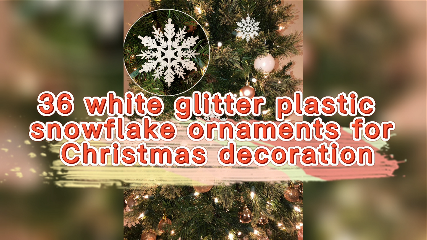 36pcs SnowflakesChristmas Tree Decorations Snowflake Ornaments for Tree Plastic Glitter White Snow Flakes Ornaments Christmas Indoor Winter Wonderland Decor