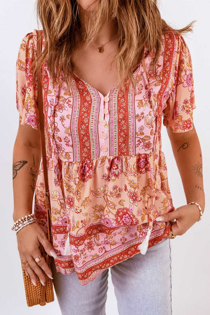 Bohemian Blouse with Floral Print