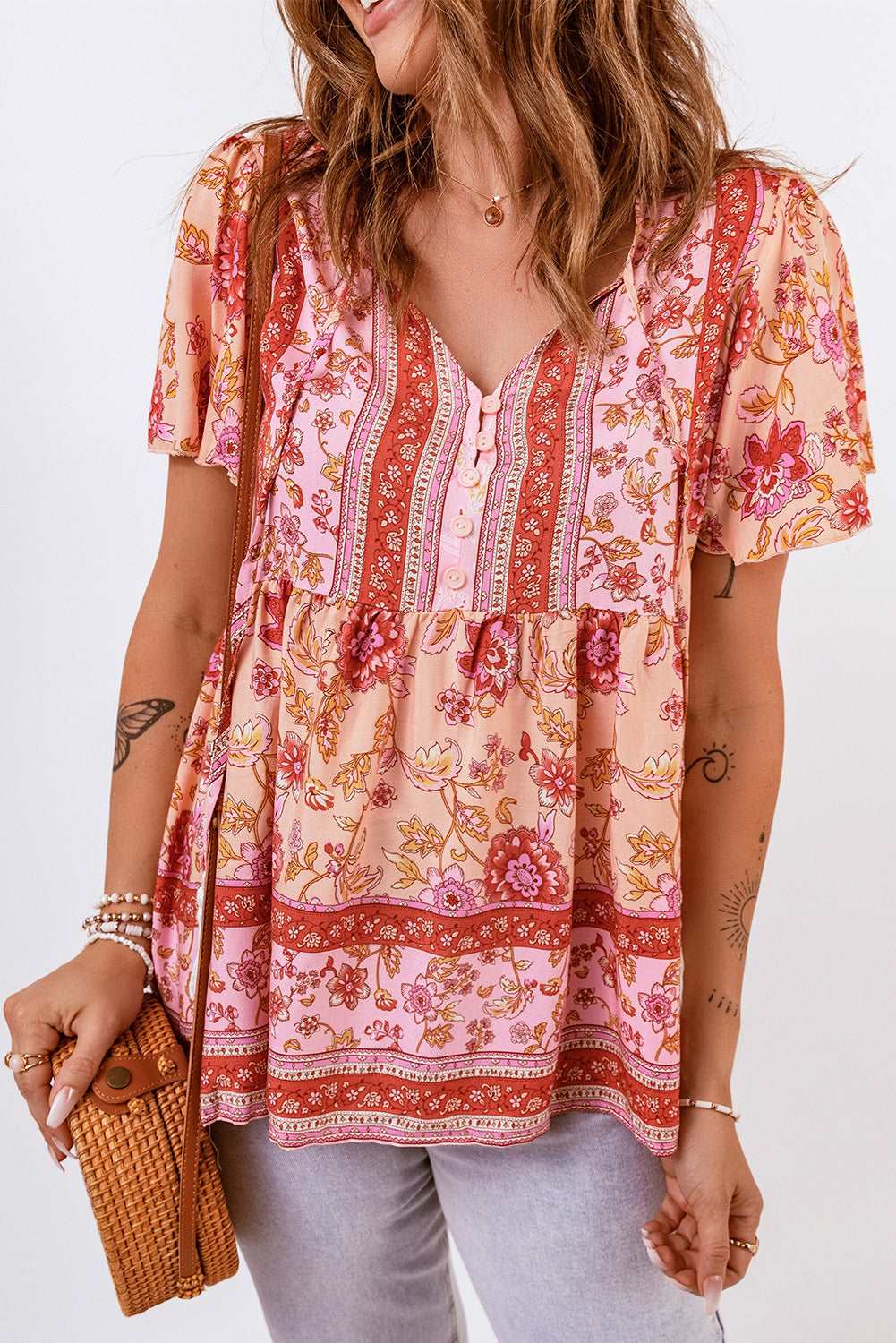 Bohemian Blouse with Floral Print