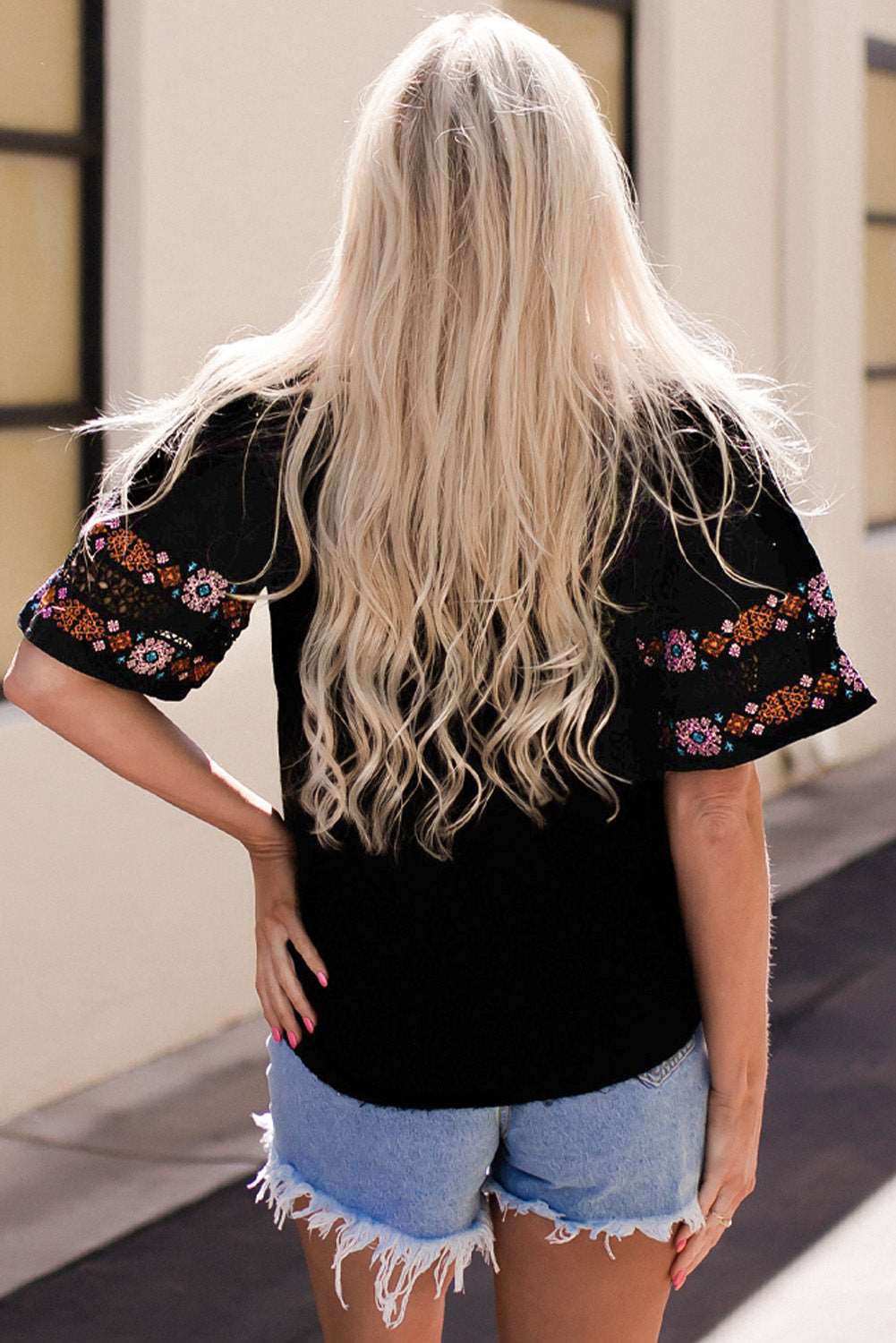 Bohemian Half Puff Sleeve Tassel Top