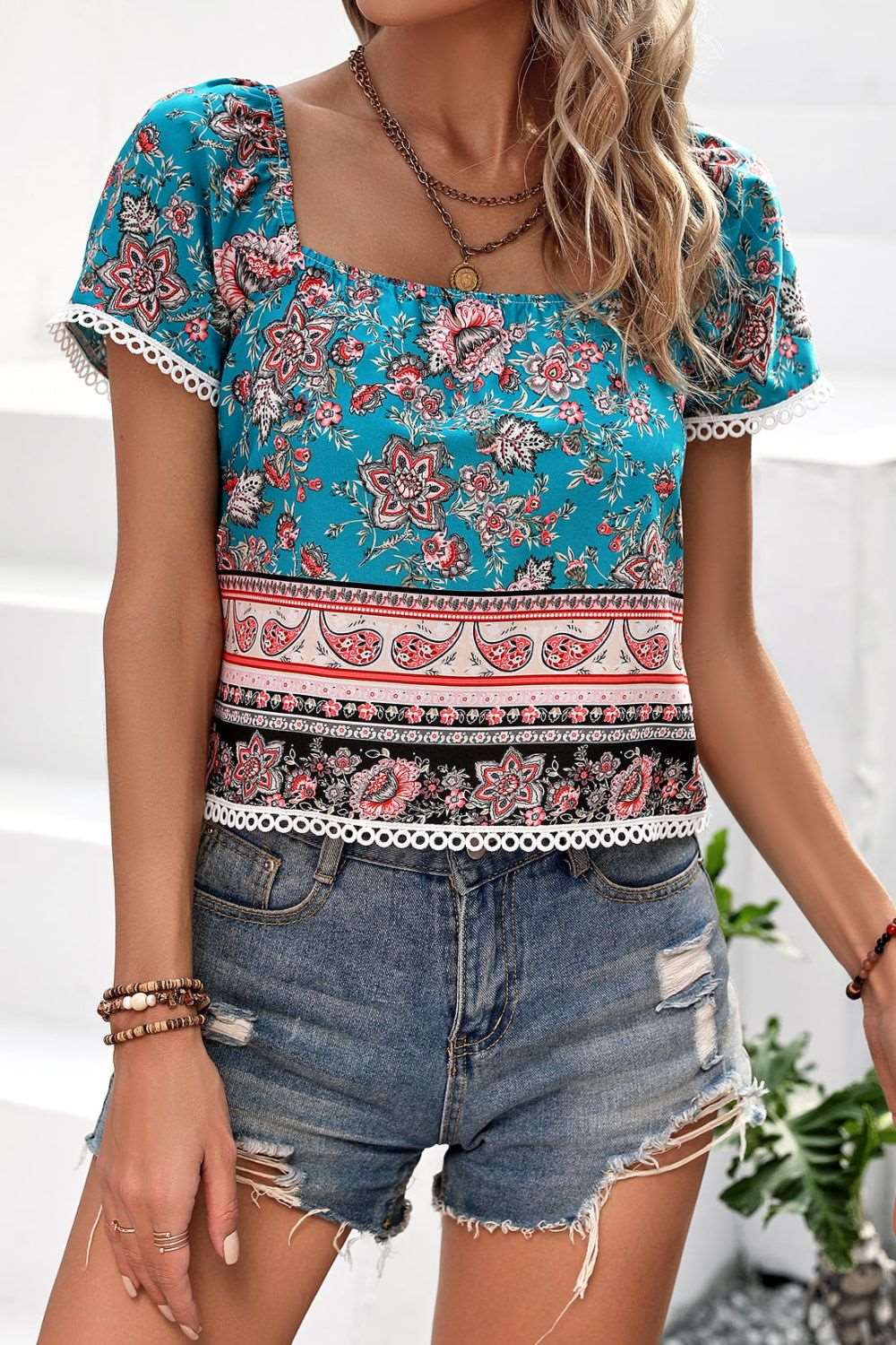 Bohemian Short Sleeve Top