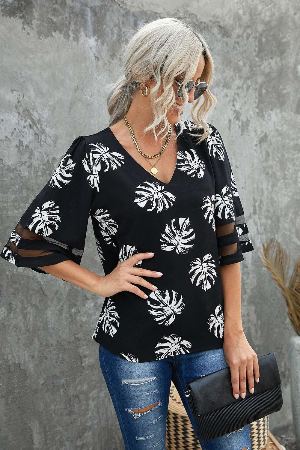 Botanical Puff Sleeve Blouse