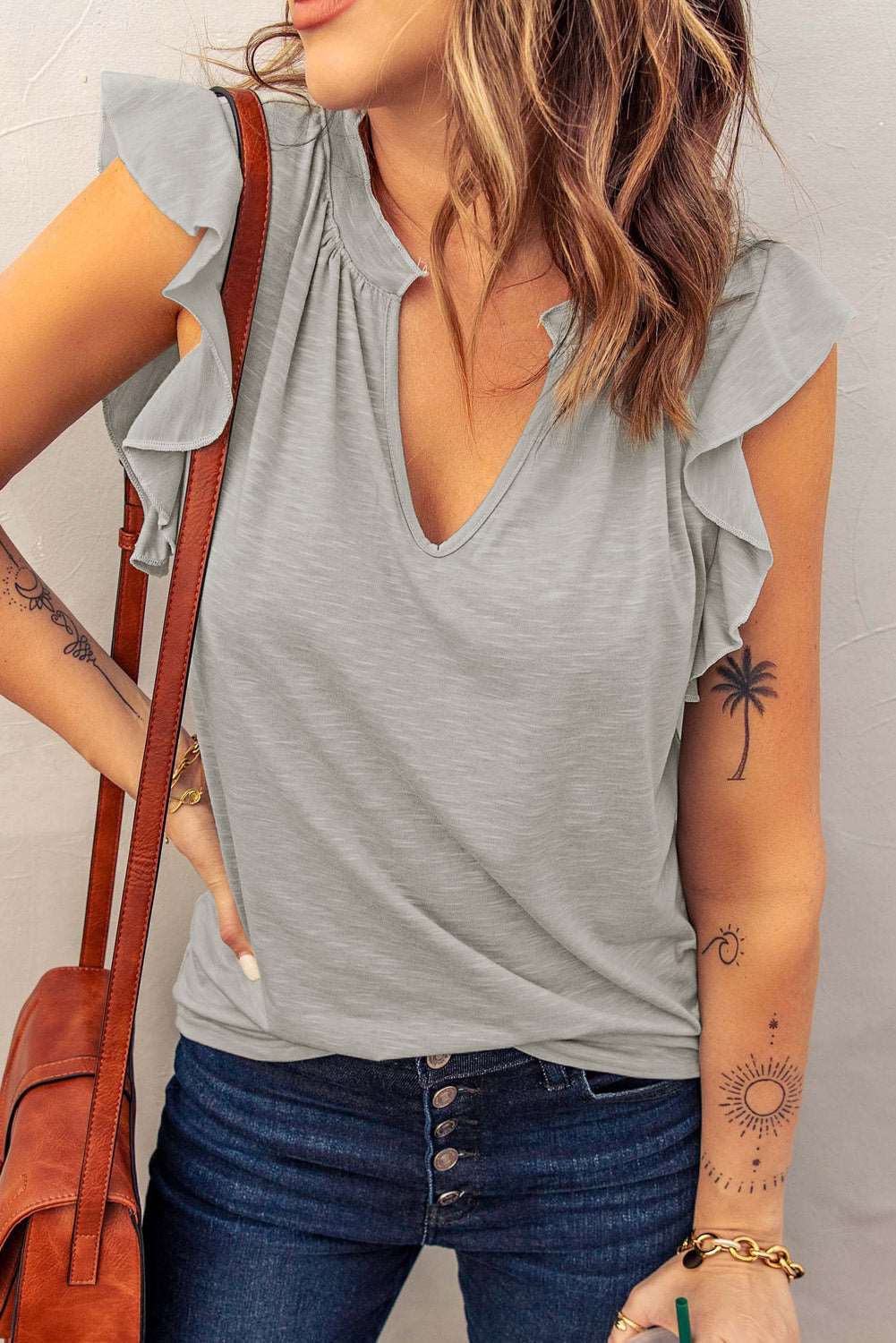 Butterfly Notch Top Mid Gray