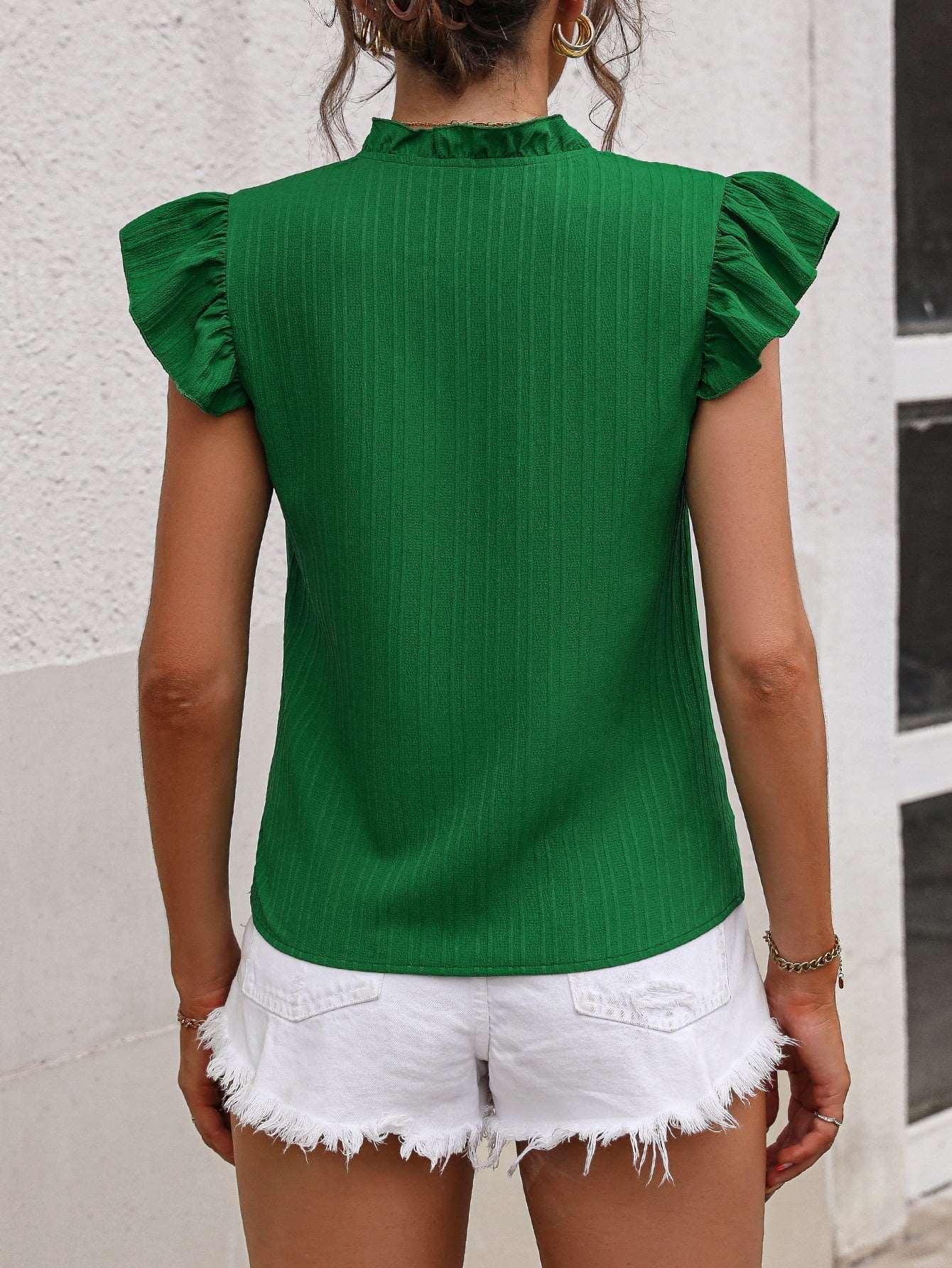 Butterfly Sleeve Notched Neck Top