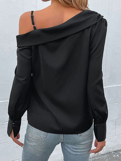 Casual Cold-Shoulder Long Sleeve Top