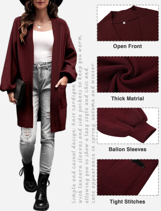 Casual/ Comfortable And Warm Sweater Coat Wine Red