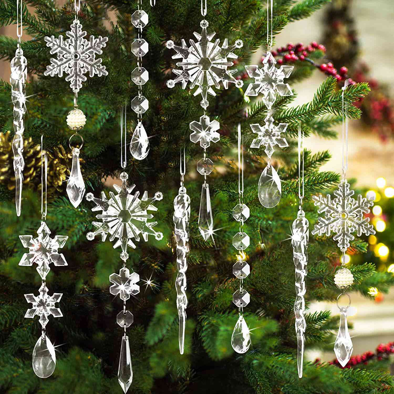 Christmas Acrylic Icicle Ornaments Transparent One Size