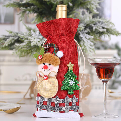 Christmas Doll Wine Bottle Covers for Women Snowman One Size