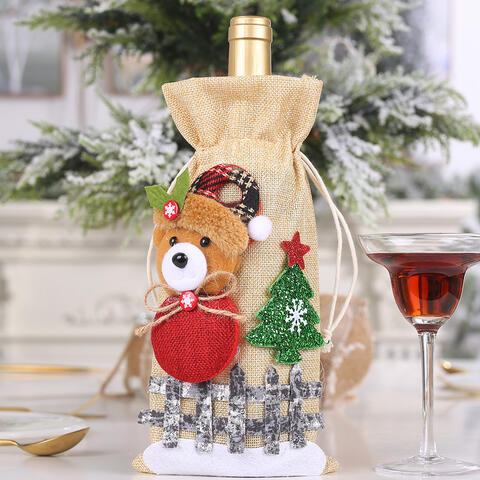 Christmas Doll Wine Bottle Covers for Women Bear One Size