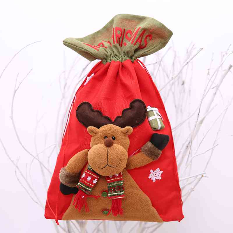 Christmas Drawstring Gift Bag for Women Camel One Size