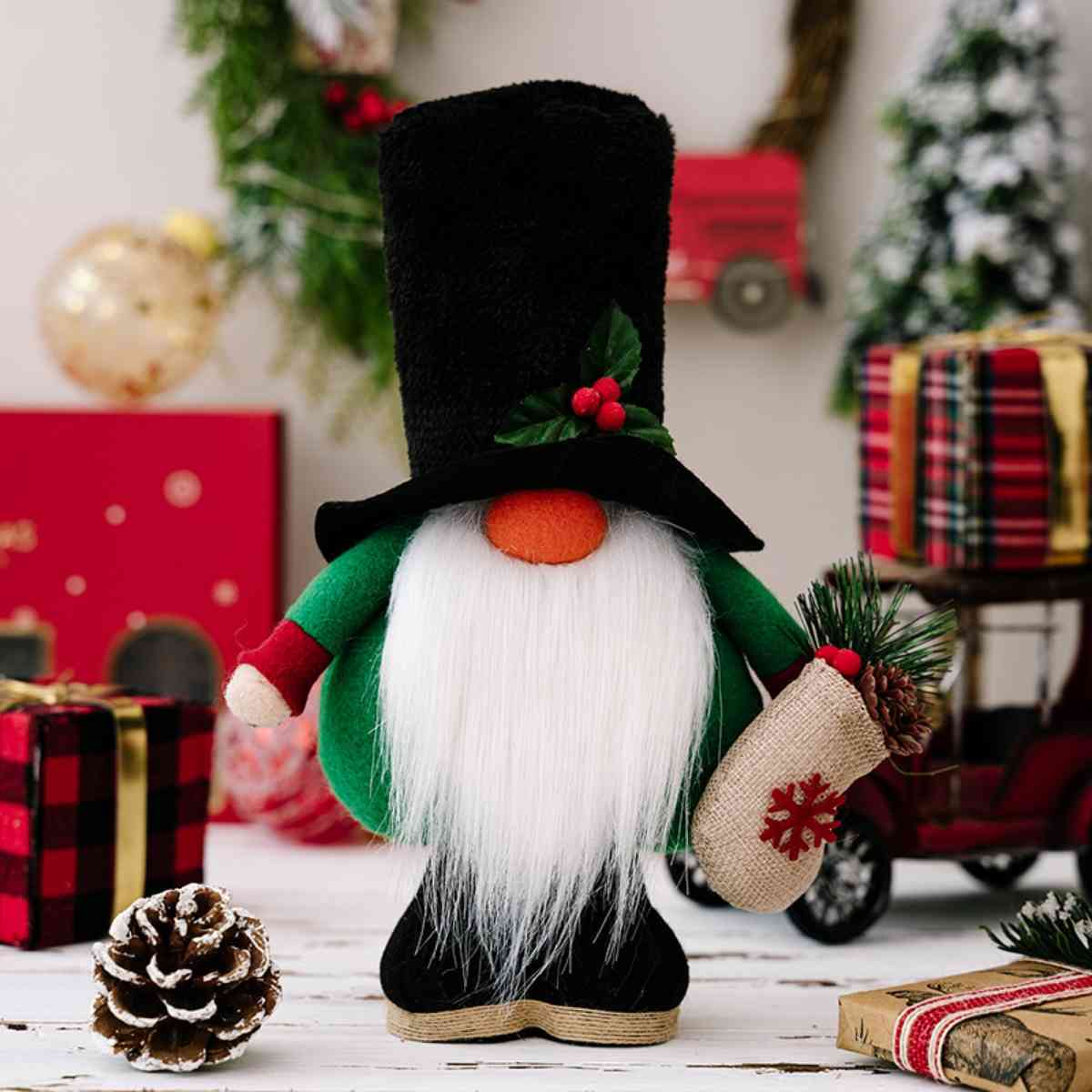 Christmas Faceless Gnome for Women Green One Size