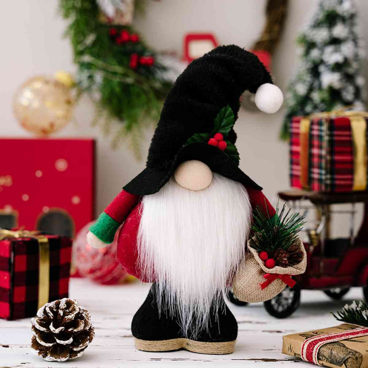 Christmas Faceless Gnome for Women Deep Red One Size