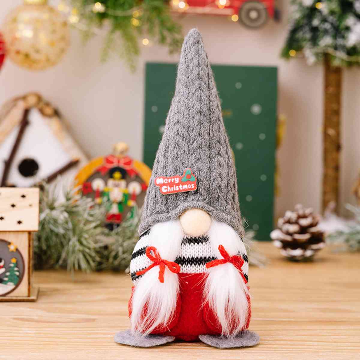 Christmas Faceless Gnome for Women Charcoal One Size
