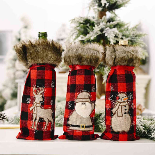 Christmas Plaid Wine Bottle Cover for Women