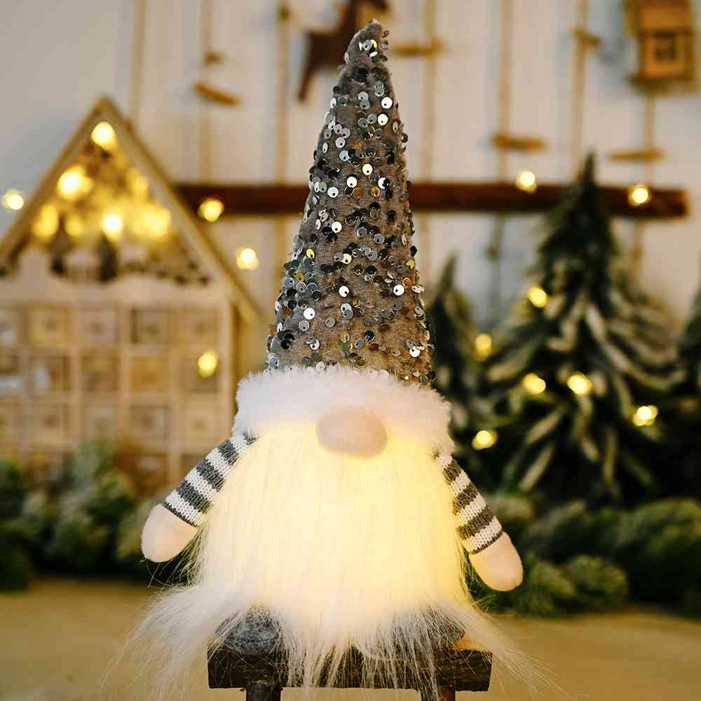 Christmas Sequin Light-Up Faceless Gnome for Women Charcoal One Size