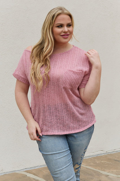 Chunky Knit Mauve Short Sleeve Top