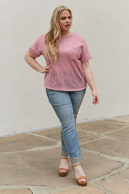 Chunky Knit Mauve Short Sleeve Top