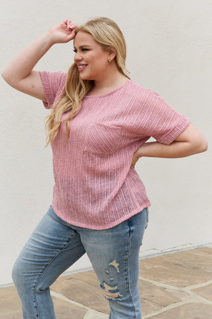 Chunky Knit Mauve Short Sleeve Top