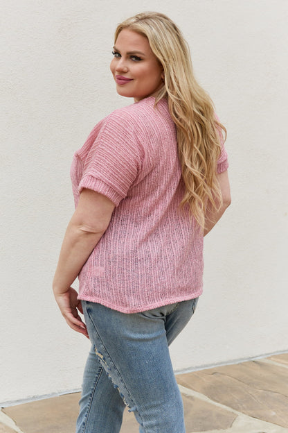 Chunky Knit Mauve Short Sleeve Top