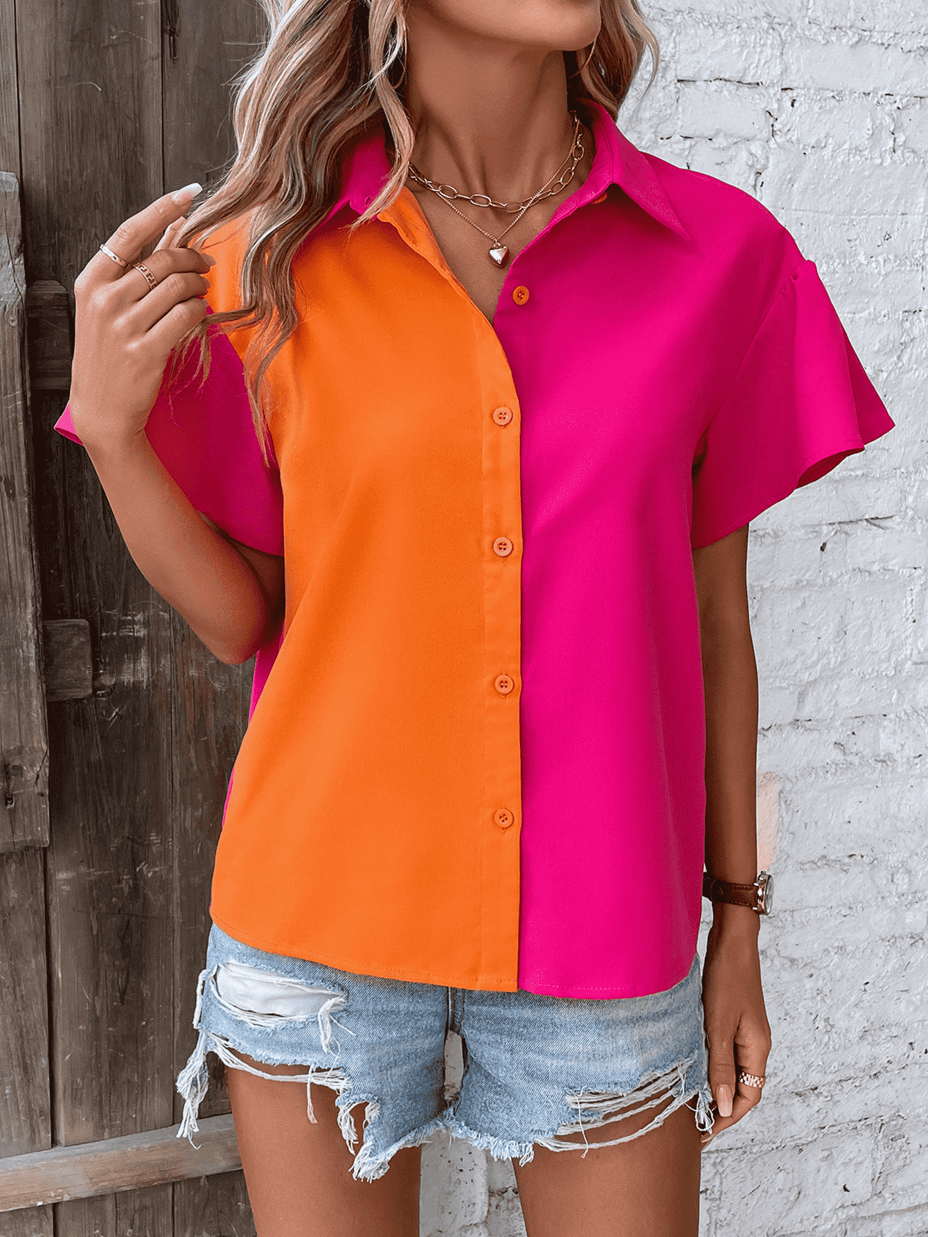 Contrast Sleeve Shirt for Women