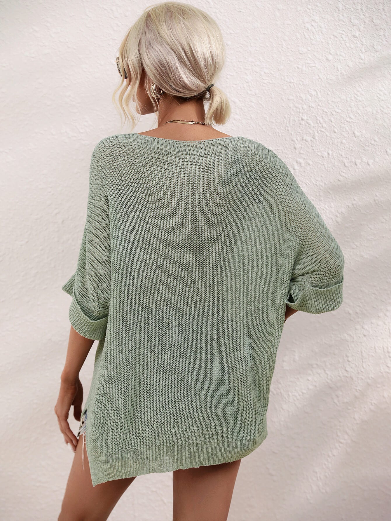 Cuffed Sleeve Tunic Knit Top