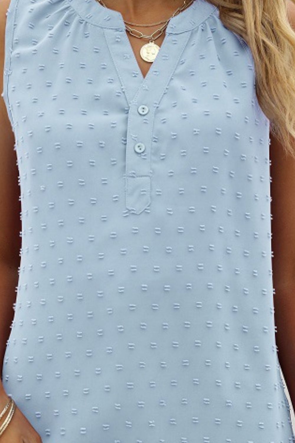 Dot Tank Top with Notched Neck