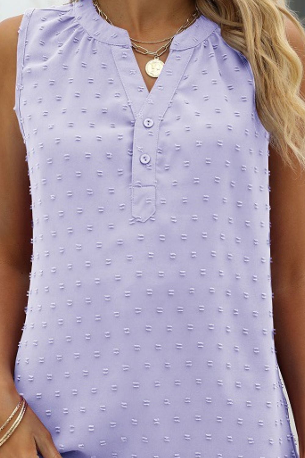 Dot Tank Top with Notched Neck