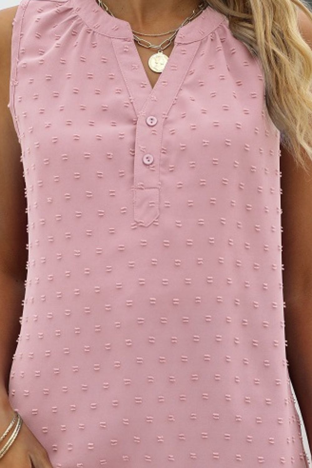 Dot Tank Top with Notched Neck