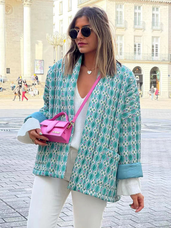 Elegant printed cotton coat for women
