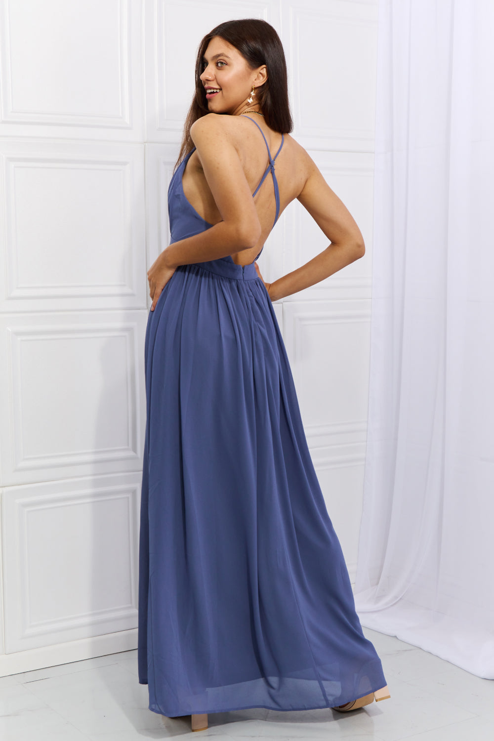 Enchanting Open Crossback Maxi Dress