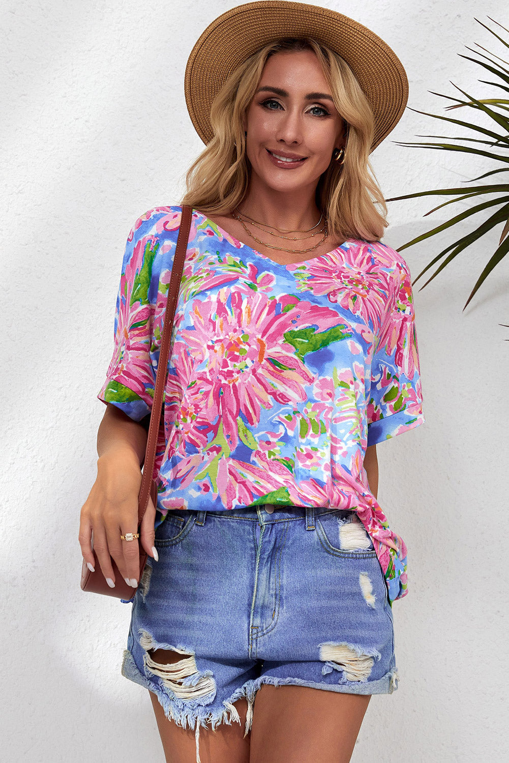 Floral Bloom V-Neck Blouse