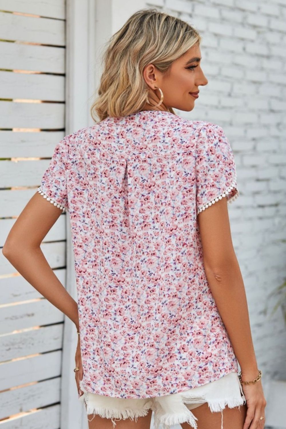 Floral Notched Neck Top