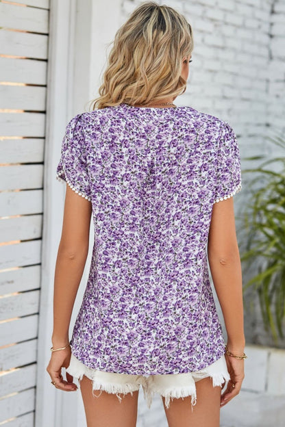 Floral Notched Neck Top