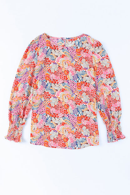 Floral Puff-Sleeved Print Blouse