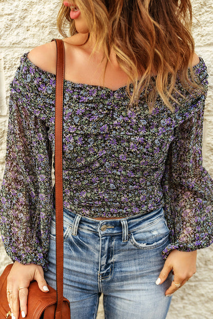 Floral Ruched Off-Shoulder Top