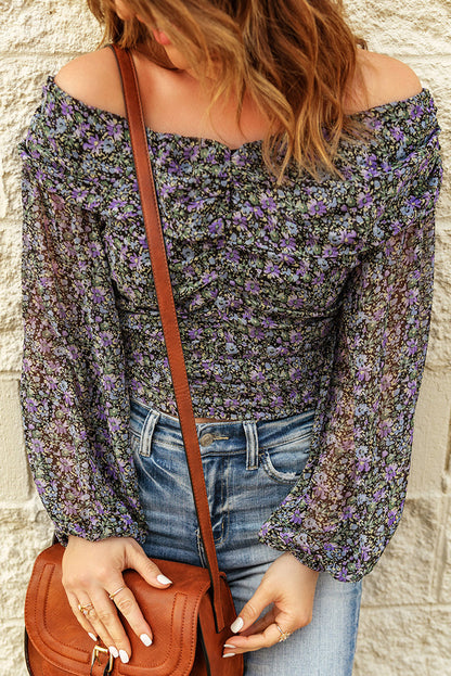 Floral Ruched Off-Shoulder Top