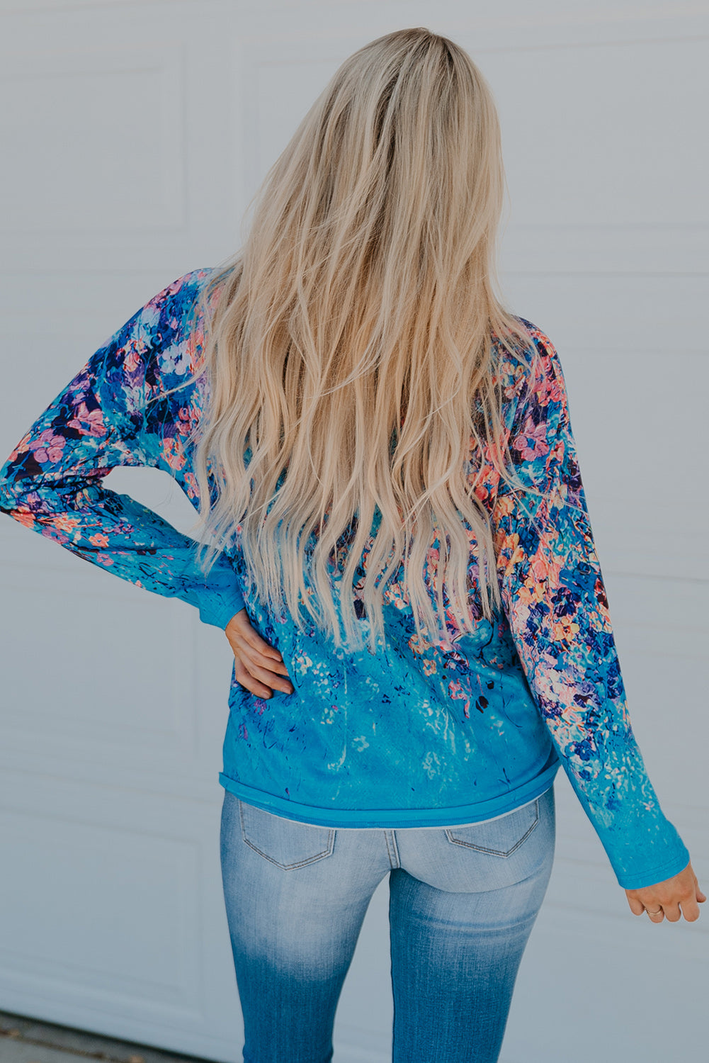 Floral V-Neck Long Sleeve Blouse