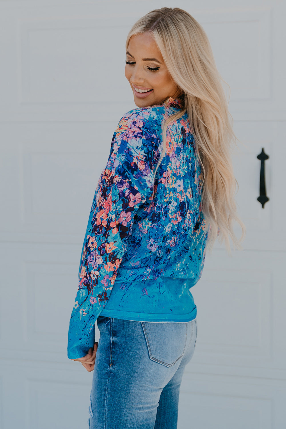 Floral V-Neck Long Sleeve Blouse