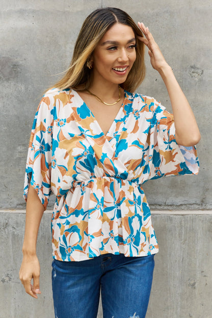 Floral Wrap Tunic Top Floral