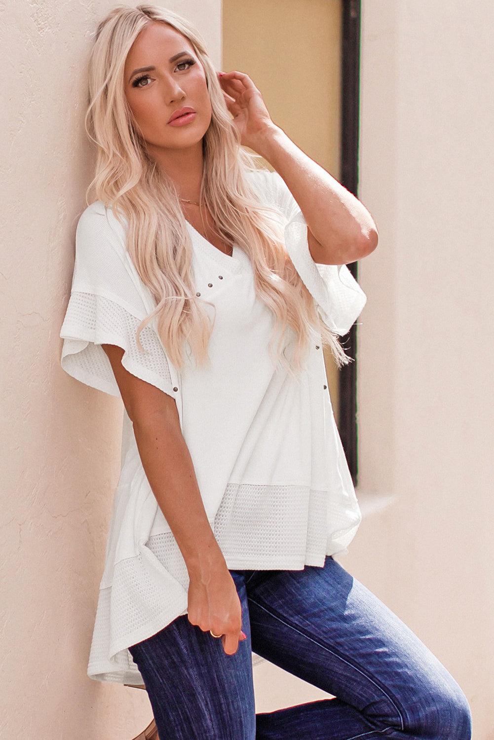 Flutter Sleeve High-Low Top with Tiered Hem